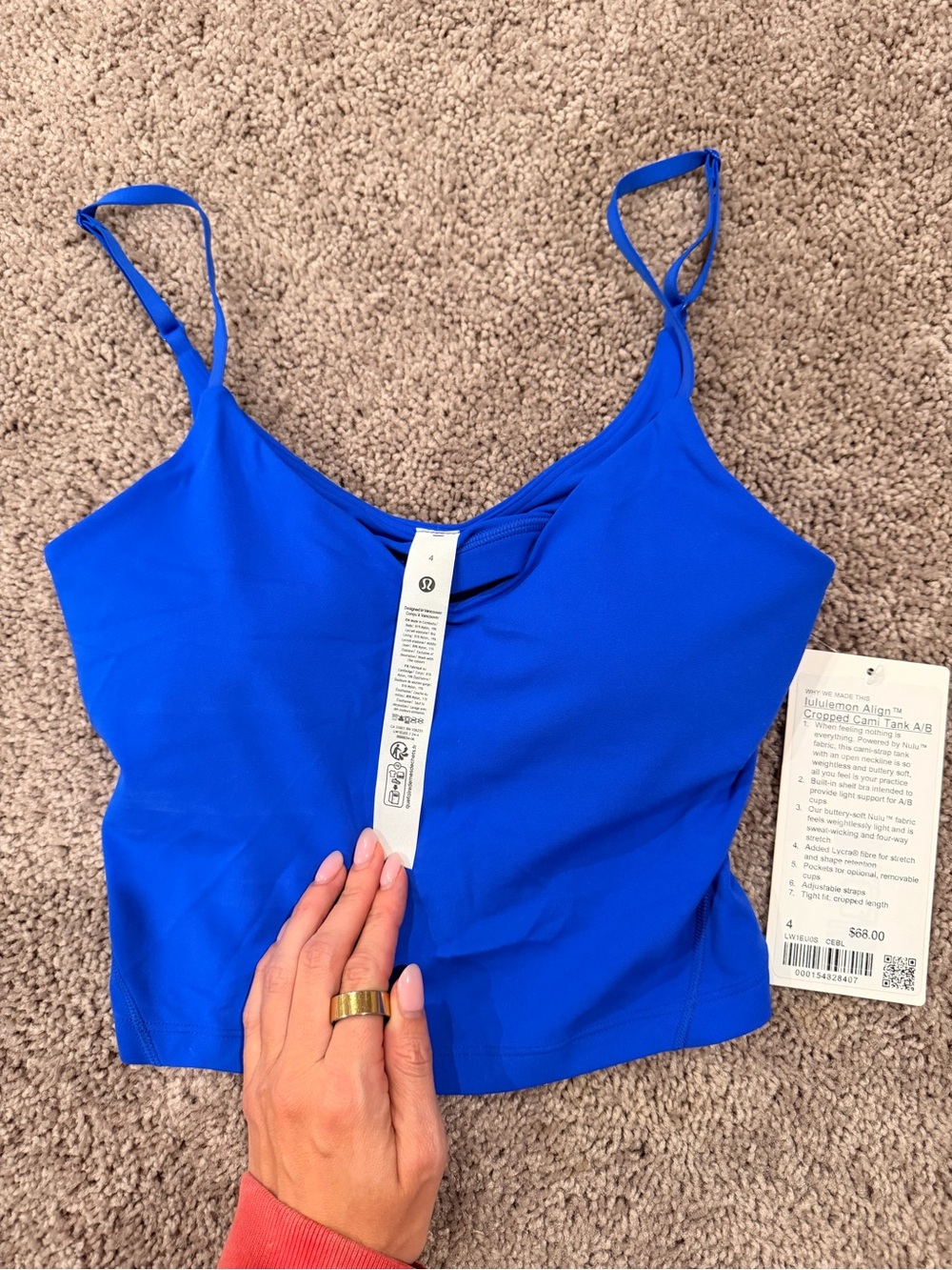 lululemon athletica Cobalt Blue Strappy Cropped Camisole